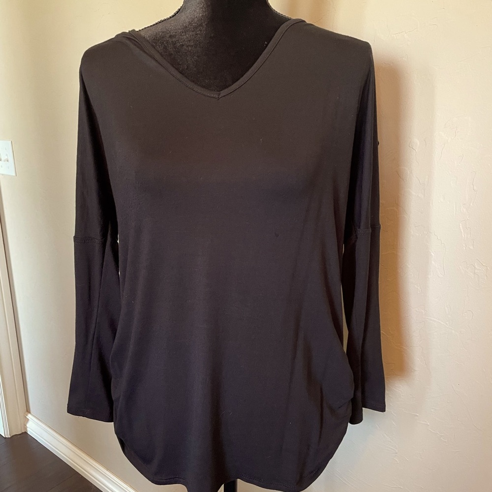 Black Peek a boo cutouts sleeved top